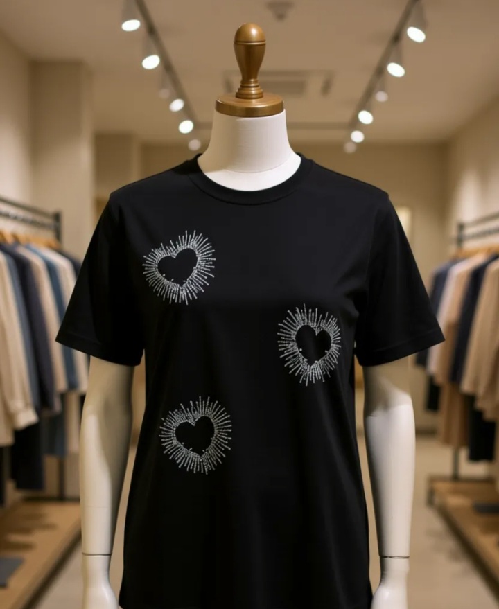 تیشرت لانگ قلب نگینی